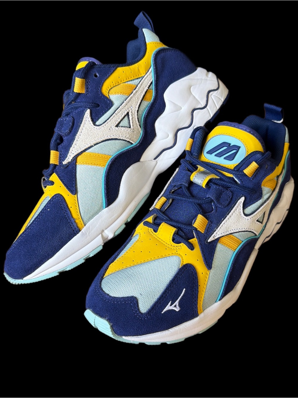 Mizuno Wave Rider 1 S OG Dark Blue, Light Blue & Yellow Sportstyle shoes size 11